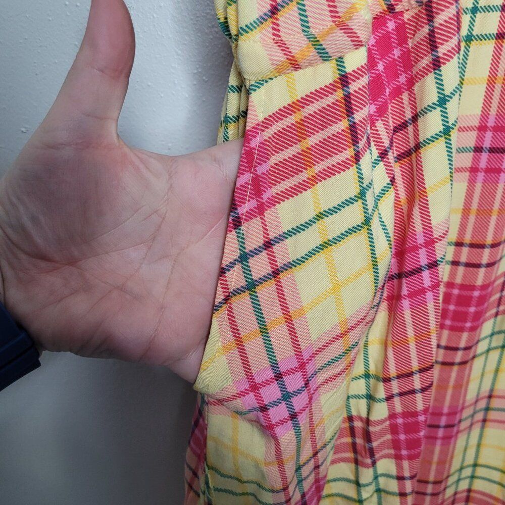 Torrid Yellow Multi Plaid Stretch Challis Sleeveless Shirt Dress plus size 6x - Picture 5 of 9